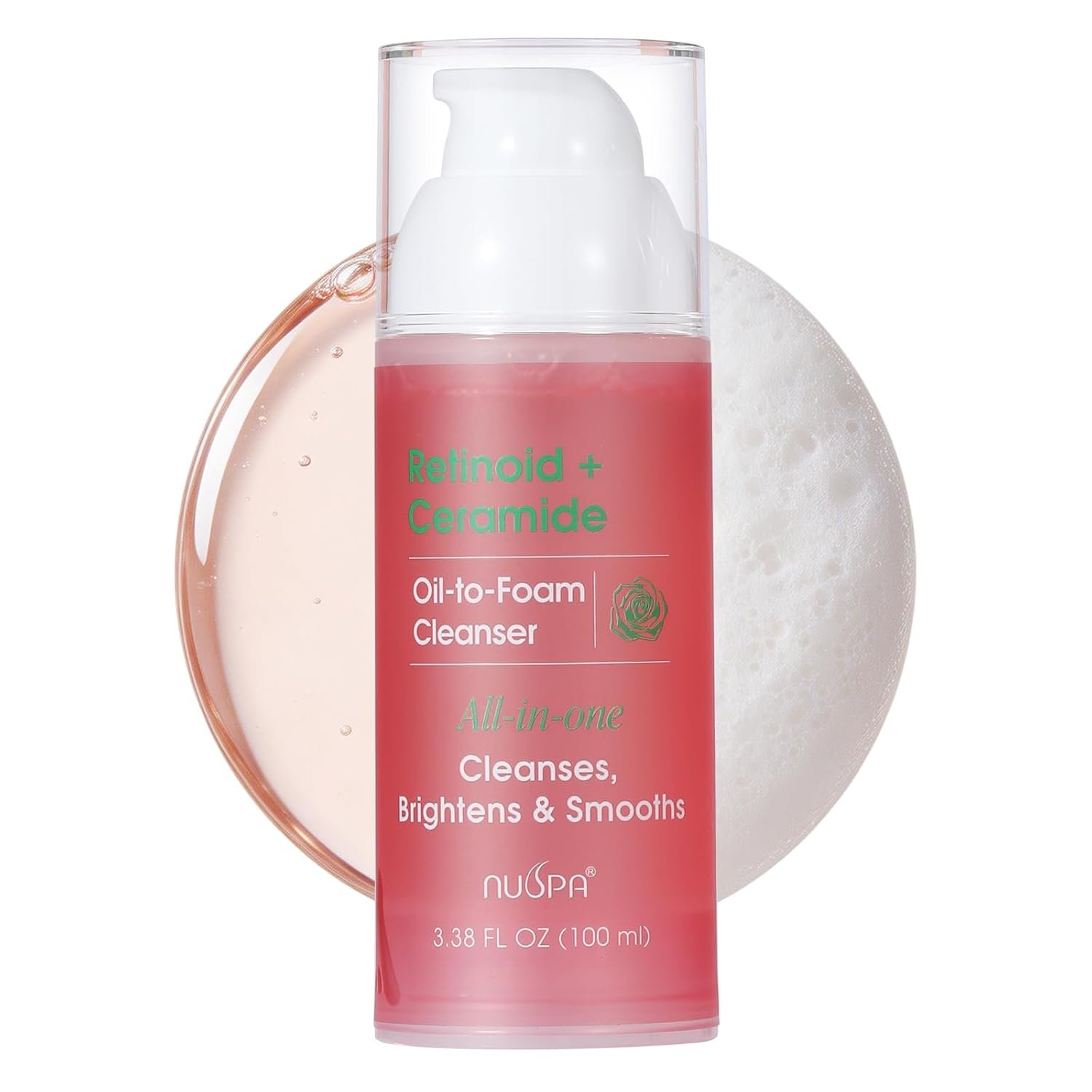 Retinoid Ceramide Oil to Foam Facial Cleanser, Exfoliating Foaming Face Wash, Gentle Makeup Remover, Strengthens Skin Barrier, Deep Cleansing
