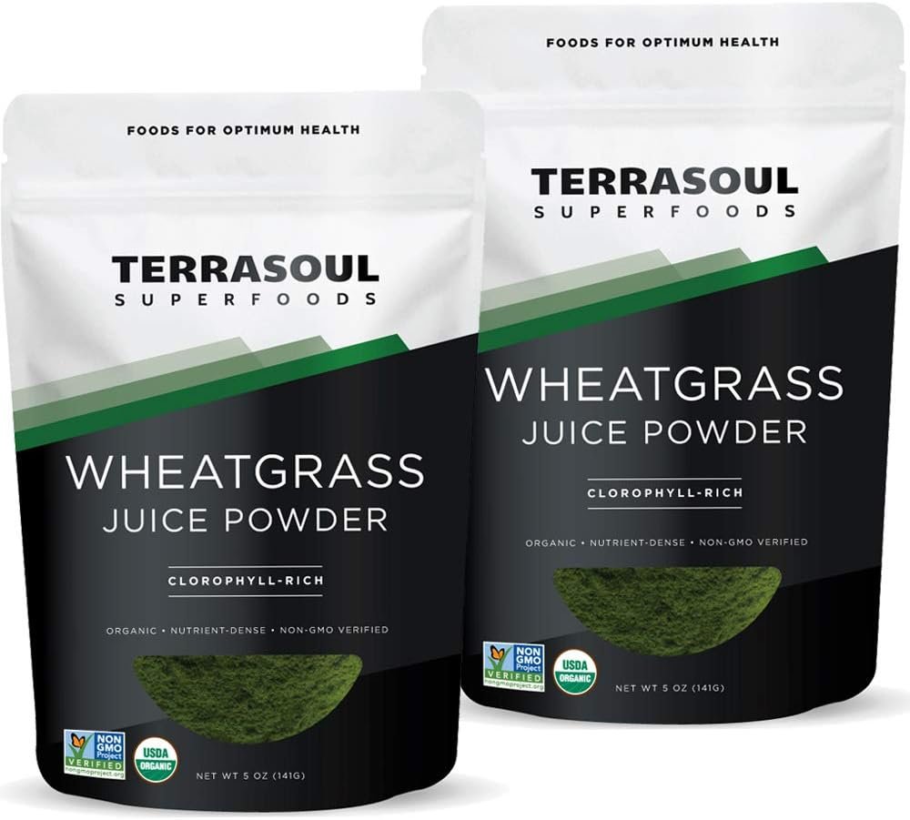 Terrasoul Superfoods Organic Wheat Grass Juice Powder, 10 Oz (2 Pack) – Grown in Utah, Made from Concentrated Juice, Superior to Wheatgrass