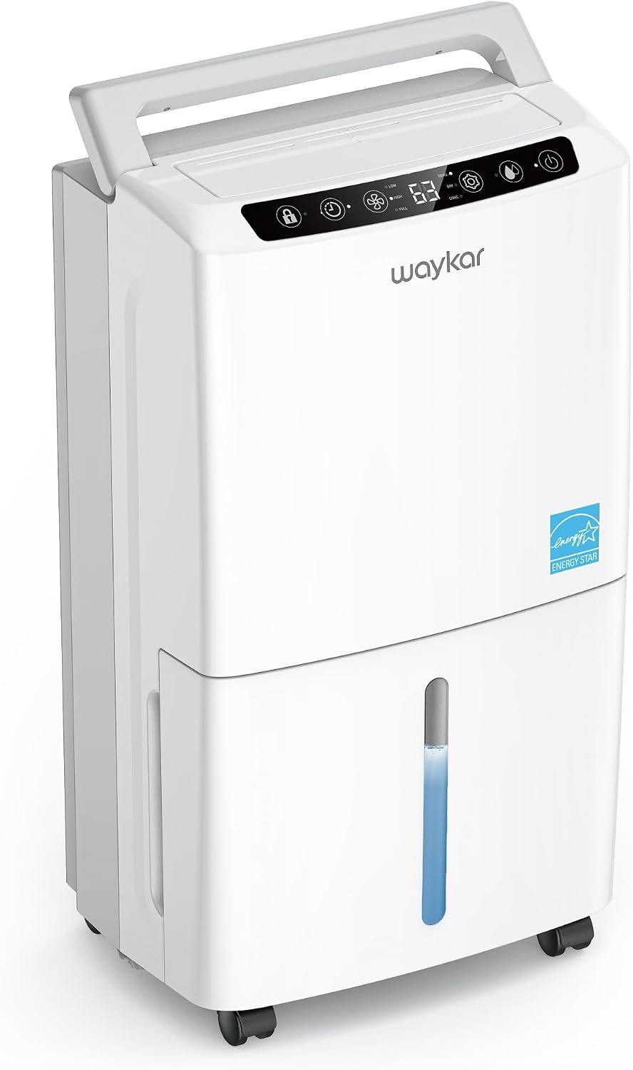 Waykar 1500 Sq. Ft 30 Pints 2025 Most Efficient Energy Star Dehumidifier for Home and Basement with Auto or Manual Drainage, 0.62 Gallon Water Tank Capacity
