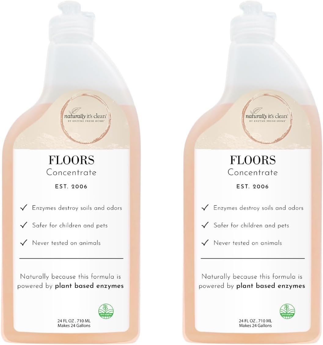 naturally it’s clean Floor Enzyme Floor Cleaner | 24 Gallon Rinse Free Concentrate | 2 Pack