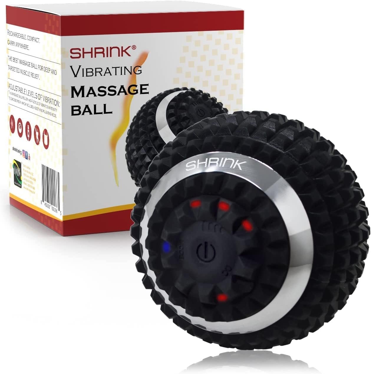 shrink Vibrating Massage Ball with 4-Speeds – Deep Tissue Trigger Point Massage Ball for Relieving Muscle Pain and Tension – Myofascial and Hip Flexor Release Tool for Physical Therapy
