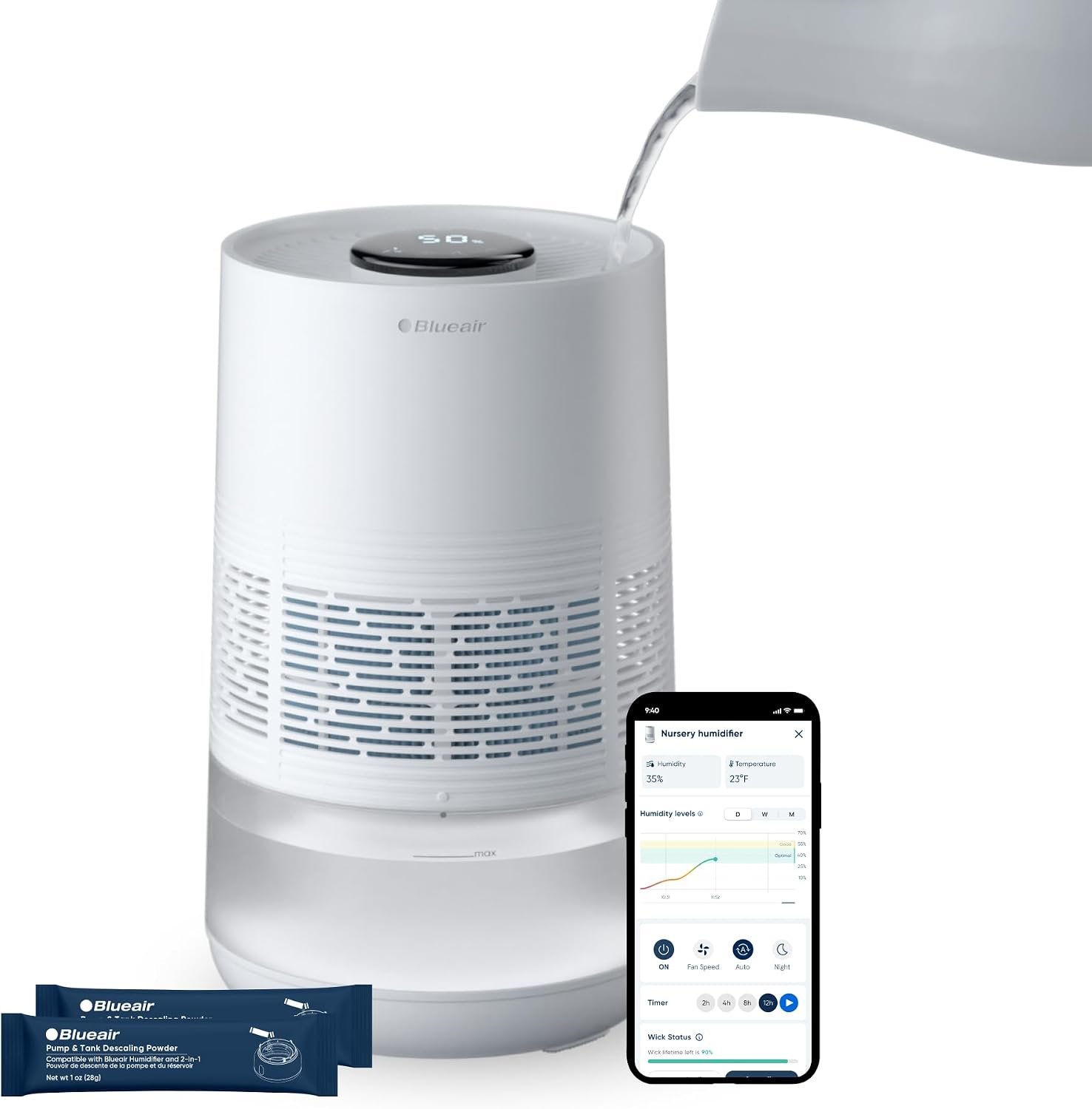 BLUEAIR 3.5L Humidifiers for Bedroom, Large Room, InvisibleMist H35i