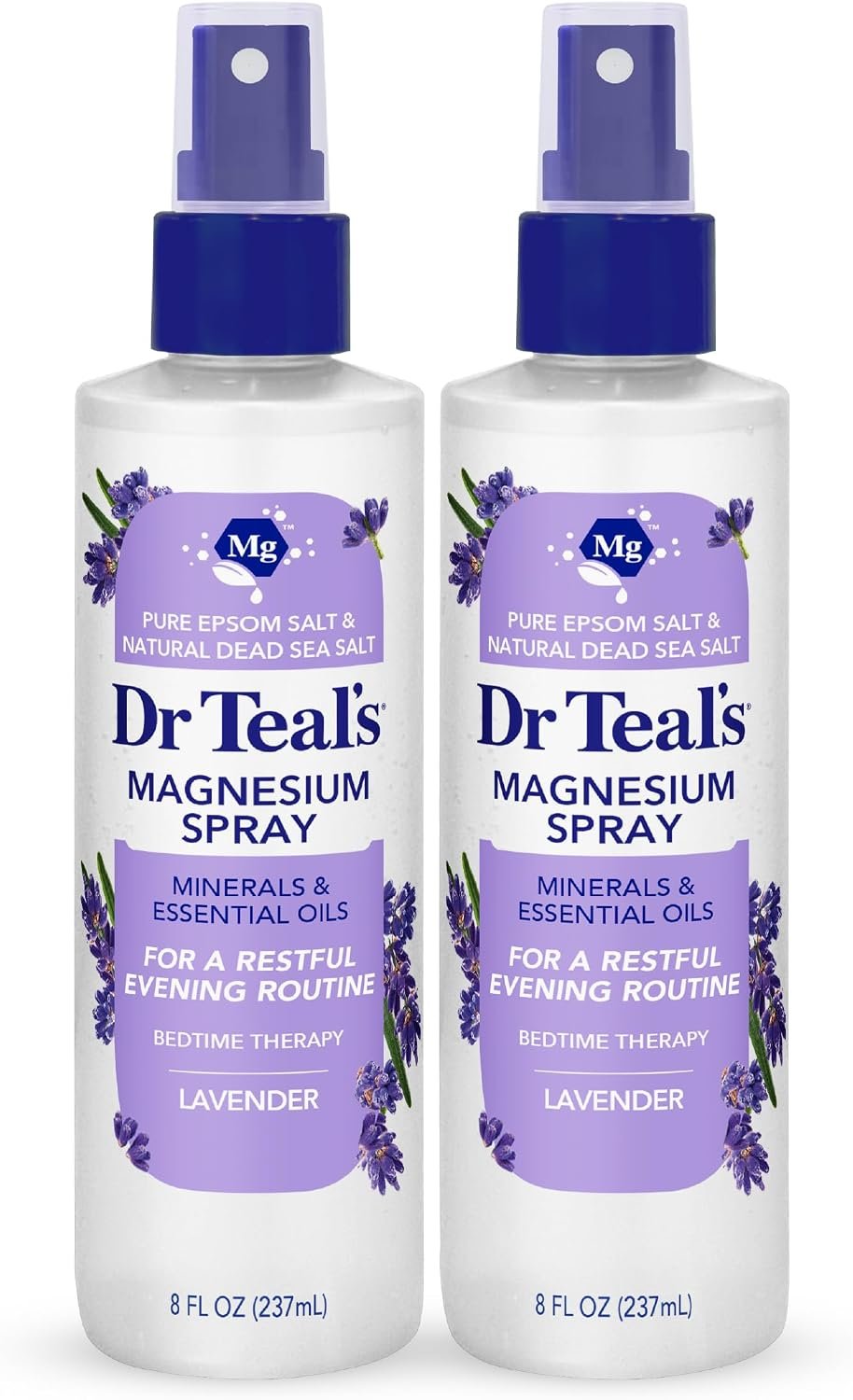 Dr Teal’s Magnesium Lavender Spray with Natural Dead Sea Salt, 8 fl oz (Pack of 2)