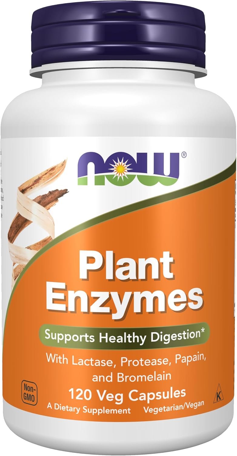 NOW Supplements, Plant Enzymes Lactase, Protease, Bromelain, 120 Veg Caps