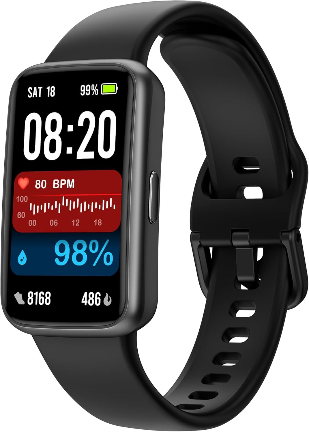 Fitness Tracker Smart Watch, 1.47″ Color Screen, 100+ Sports, Black