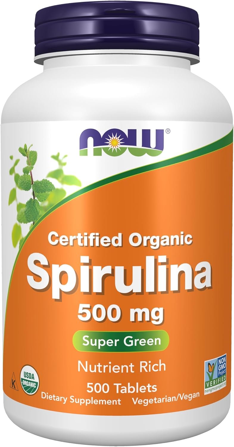NOW Supplements, Organic Spirulina 500 mg, 500 Tabs