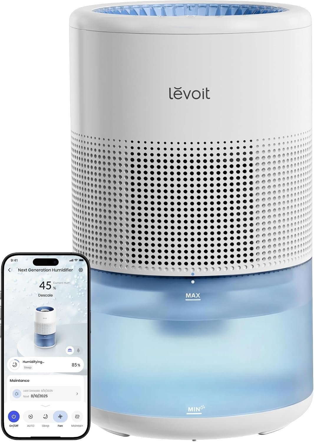 Levoit Evaporative Humidifiers for Bedroom, 19dB, Superior Studio Smart
