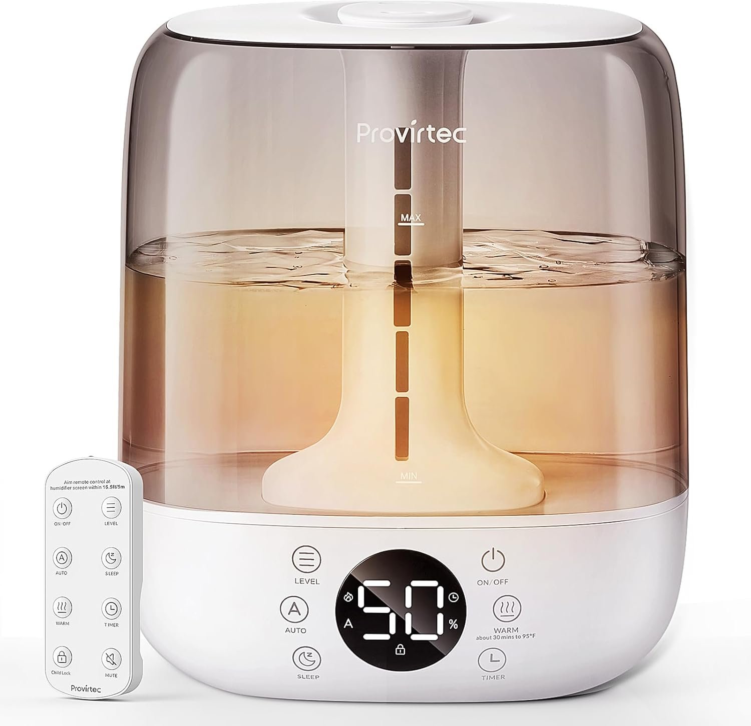 Provirtec 6L Self-Cleaning Humidifier for Large Room, Warm & Cool Mist