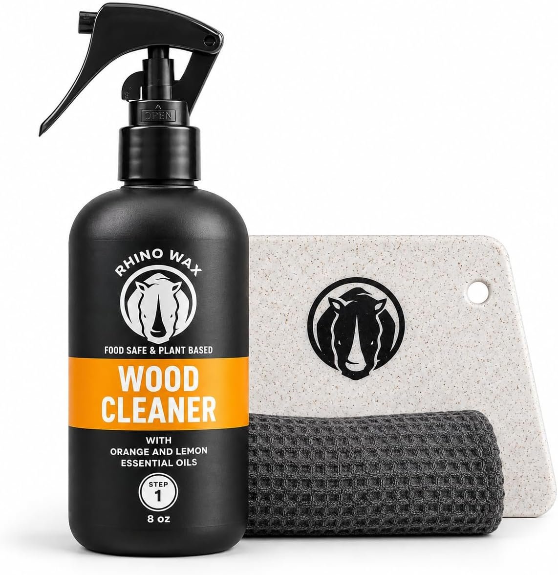 Rhino Wax Butcher Block Cleaning Kit for Countertops with Spray & Scraper