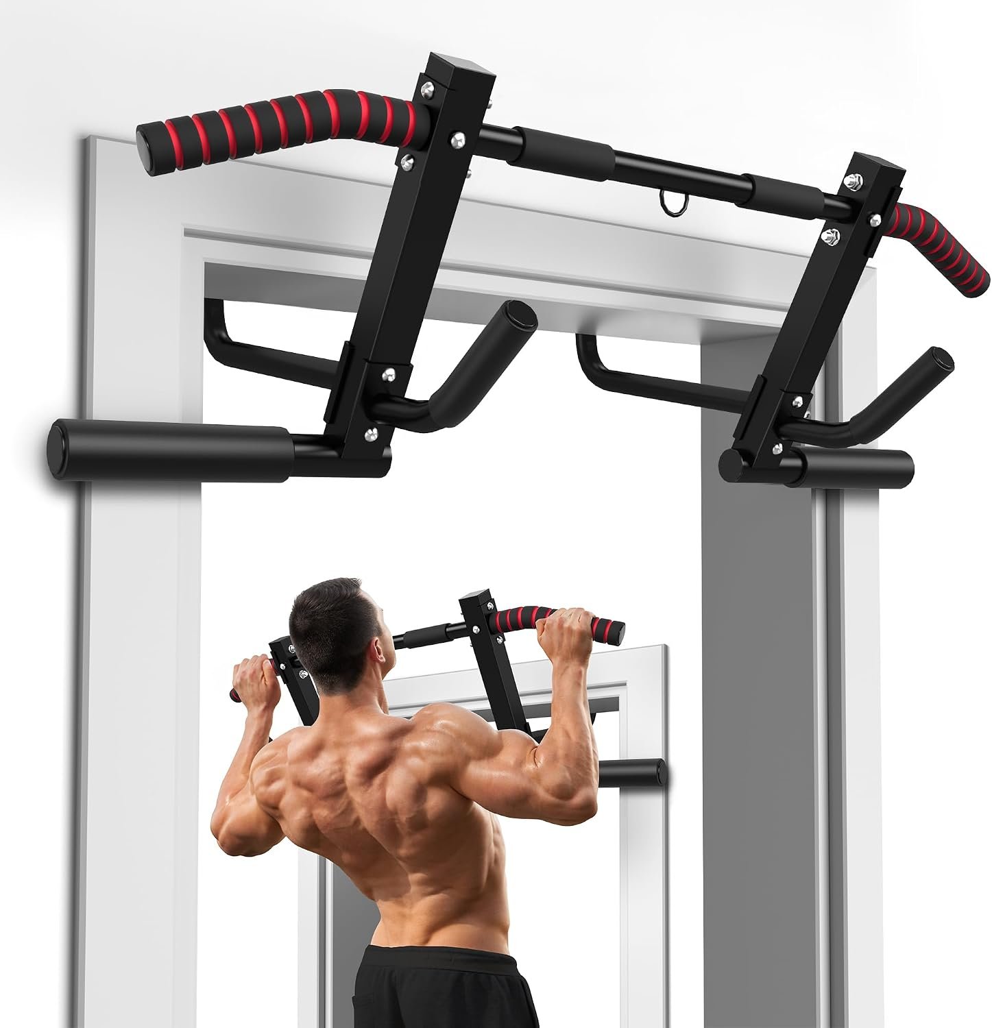 ONETWOFIT Pull Up Bar for Doorway Multi-Grip Chin Up Bar