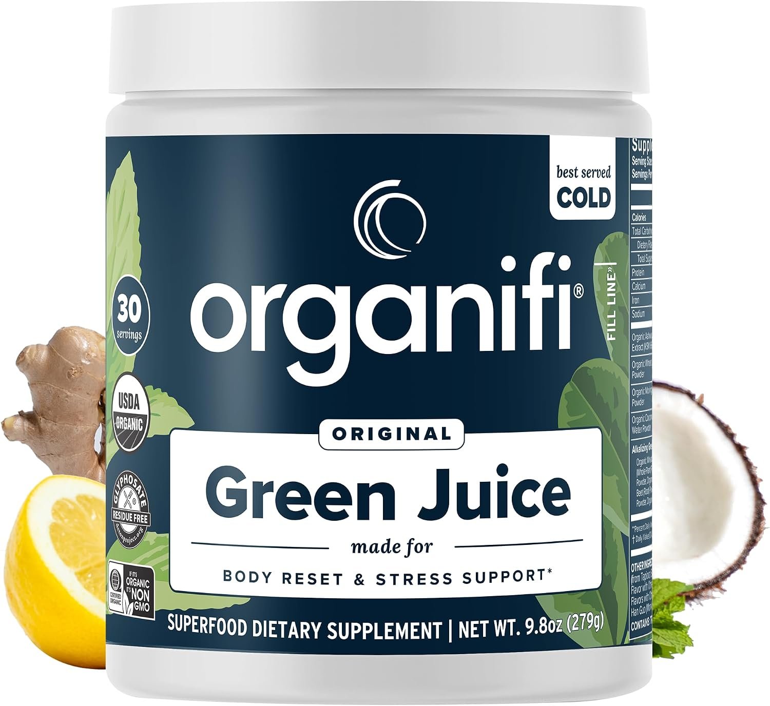 Organifi Green Juice – Powder Supplement with Organic Spirulina, Ashwagandha, and Chlorella – Helps Achieve Fitness Goals and Reduce Cortisol Levels, 30-Day Supply