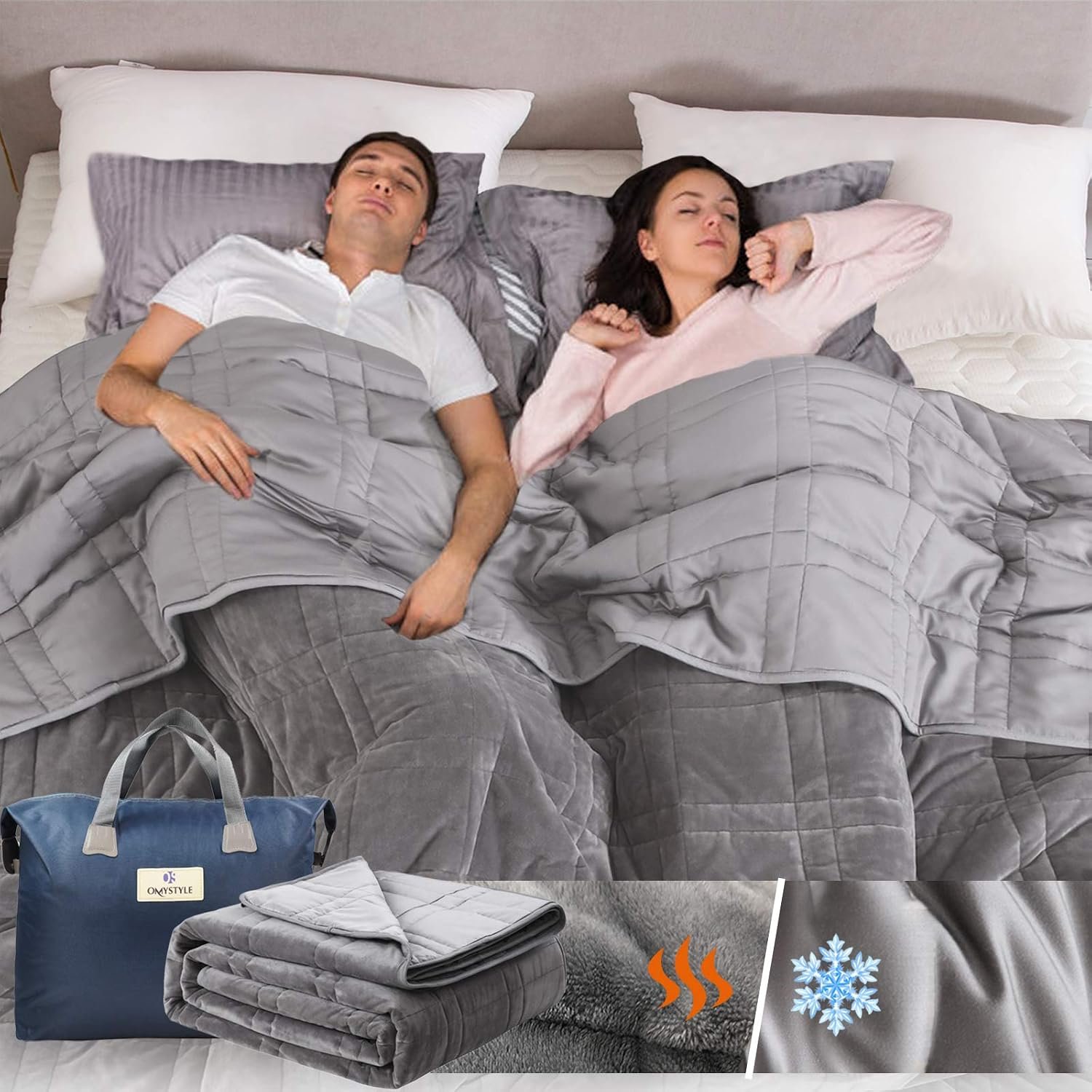 Reversible Weighted Blanket King Size 25lbs(88”x104”, All Season Use), Warm Short Plush and Cool Tencel Fabric Double-Sided Weighted Blanket California King Size for Couples – Carry Bag Included