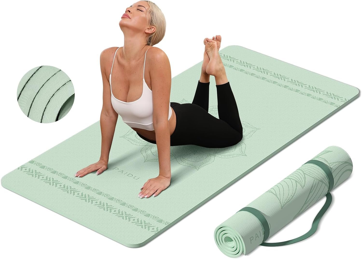 PAIDU Large Yoga Mat 72″x36″x10mm Non-Slip Exercise Mat for Home Gym Studio