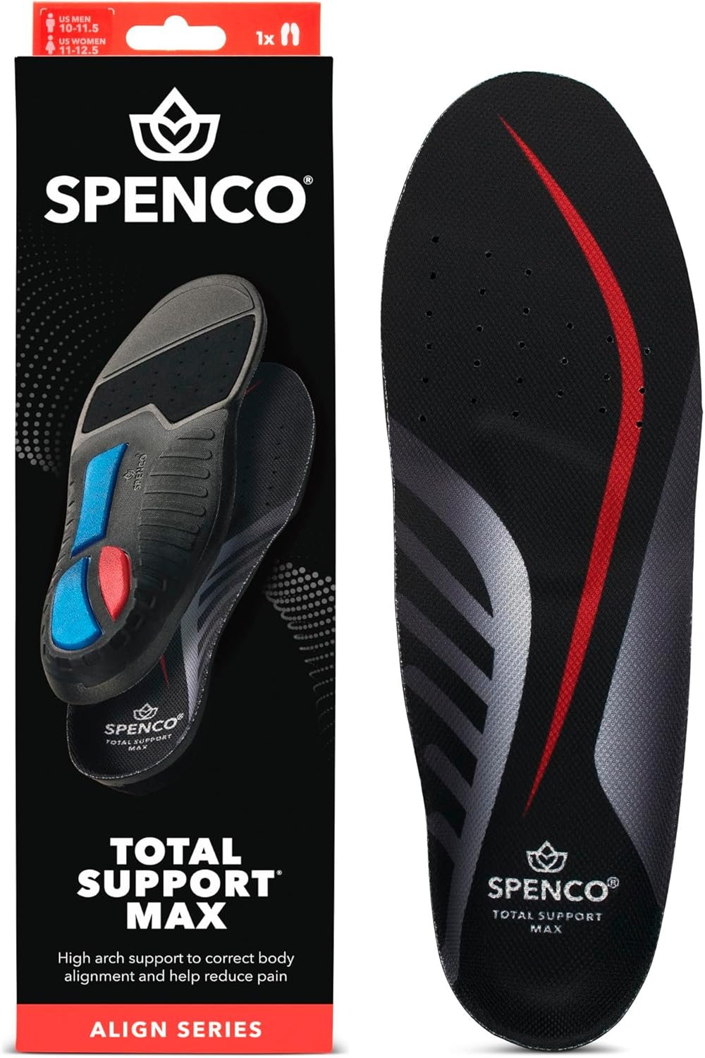 Spenco Total Support Max Shoe Insoles(FSA&HSA Eligible)Orthotic Metatarsal Arch Support Inserts, Absorbs Shock,Reduces Over-Pronation,Conforms to Foot, Deep Heel Cup Women’s 11-12.5.5/Men’s 10-11.5