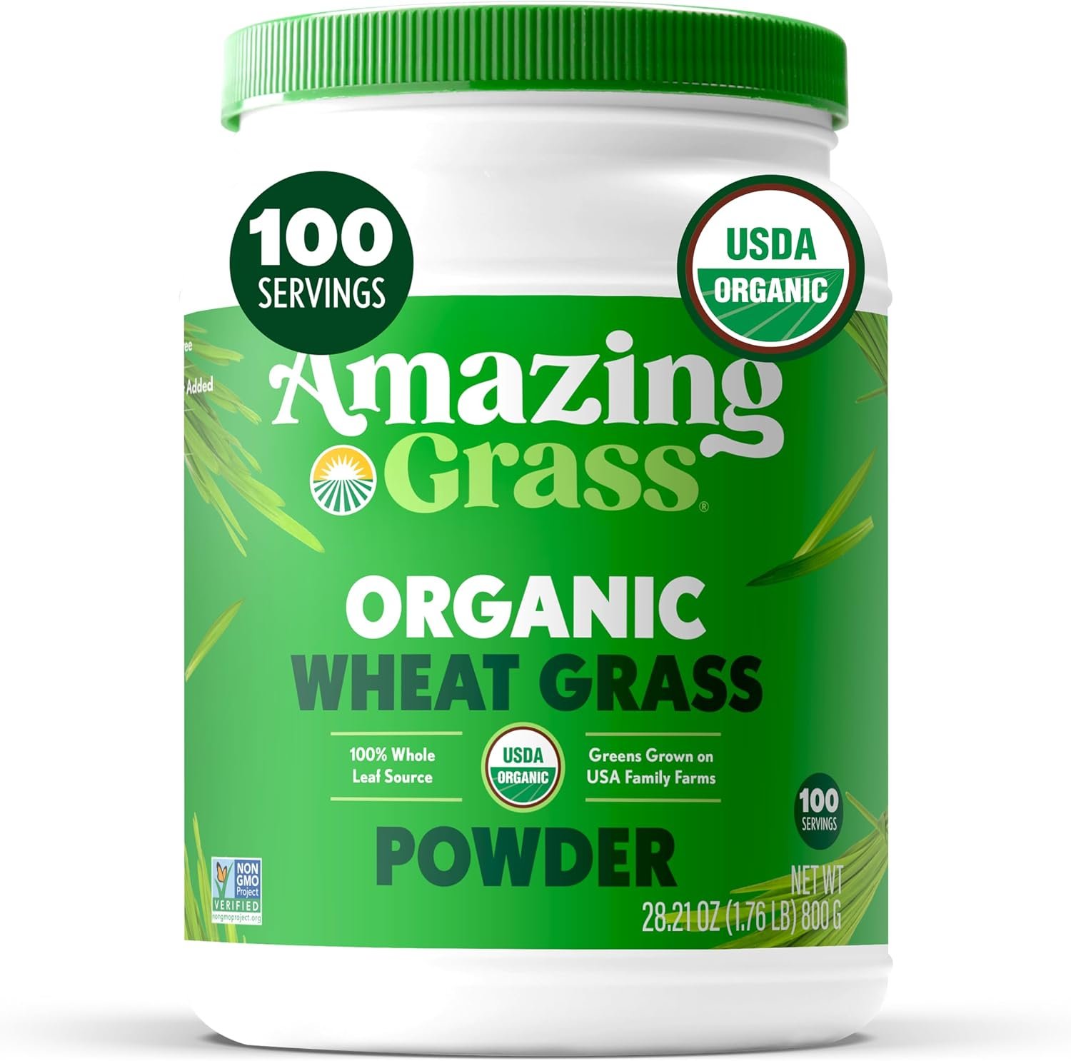 Amazing Grass Wheat Grass Powder, Whole-Leaf, 100 Servings