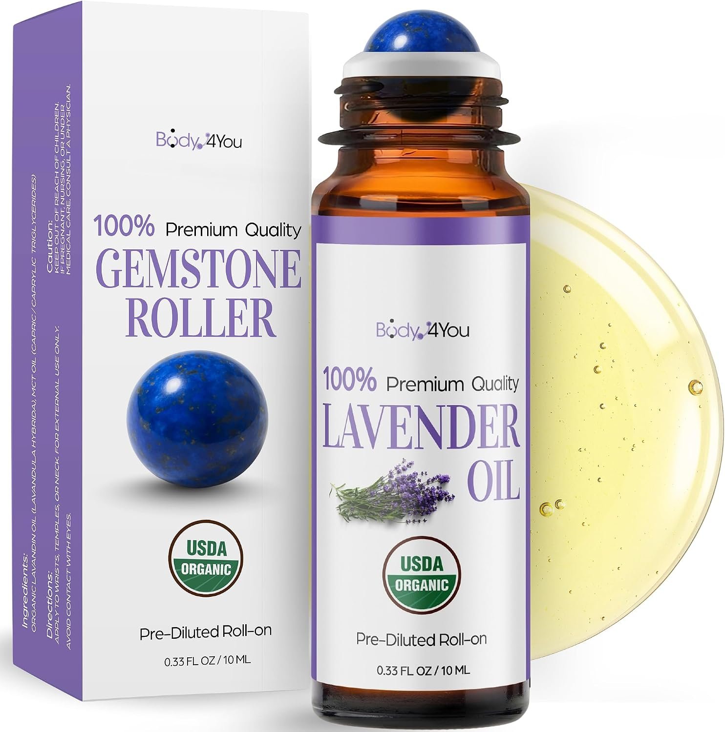 BodyJ4You Lavender Essential Oil Roll-On – Floral Aromatherapy Skin Care