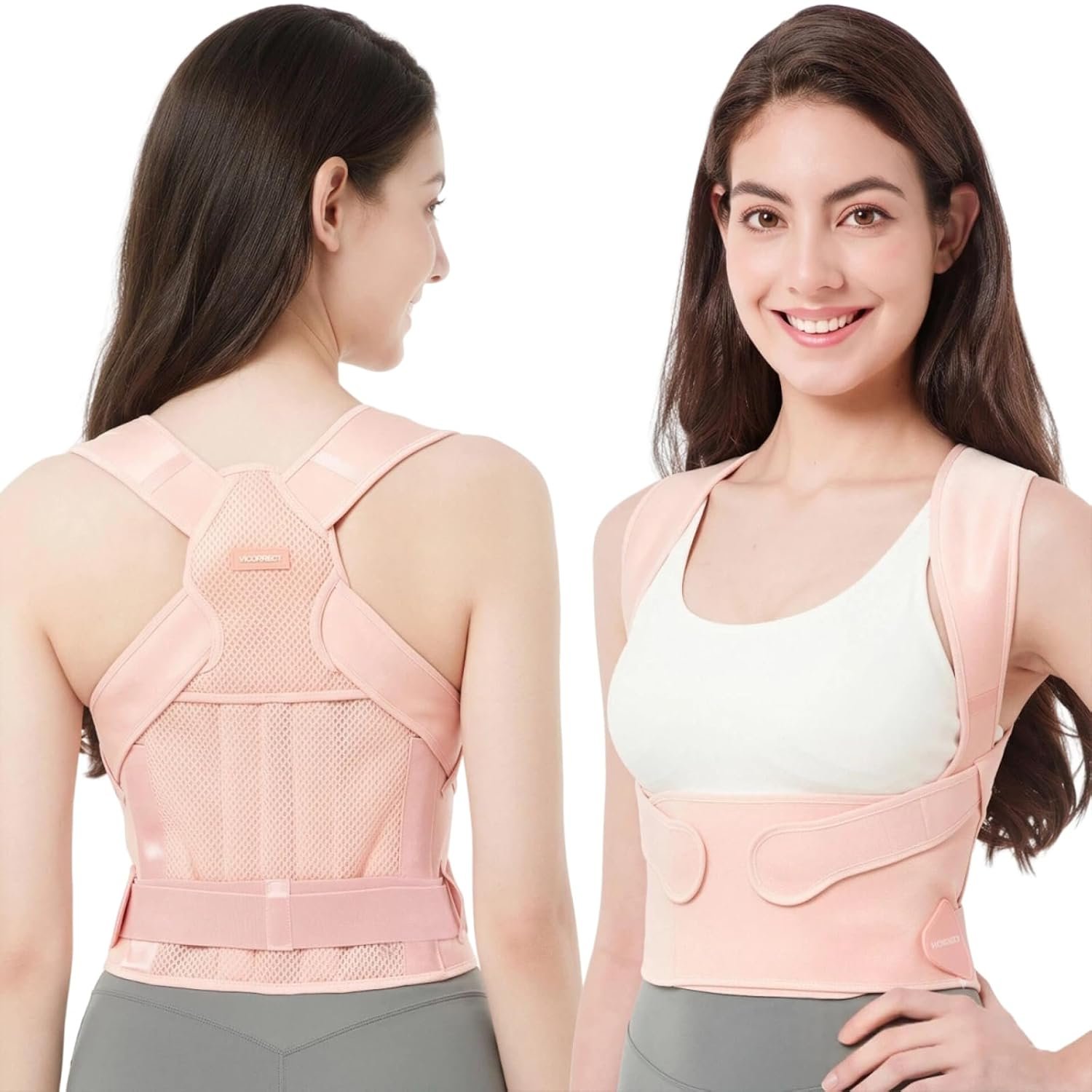 Vicorrect Posture Corrector for Women and Men: Adjustable Back Brace for Upper Back Support – Shoulder Neck Pain Relief – Lightweight Breathable Design