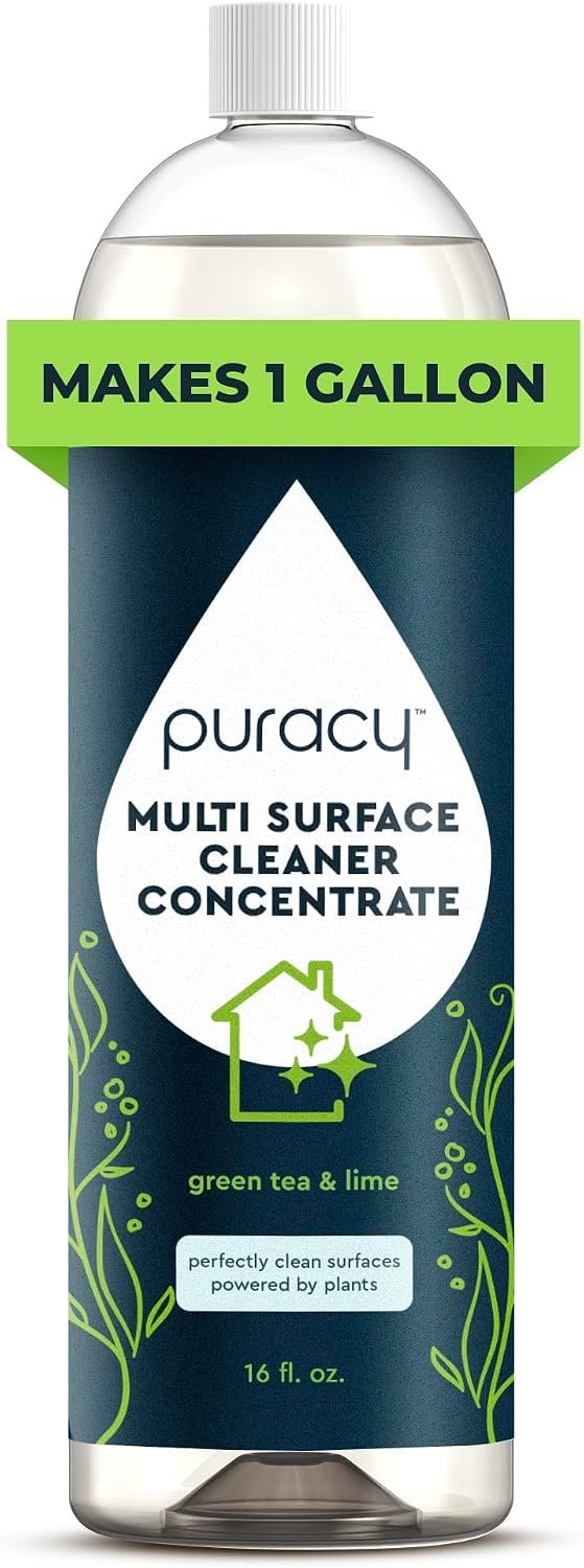 Puracy All Purpose Cleaner Concentrate – Plant-Powered Multi-Surface Cleaner – Surface Cleaner Solution As Seen on TikTok (Green Tea + Lime, 16 fl oz, 1 Pack)
