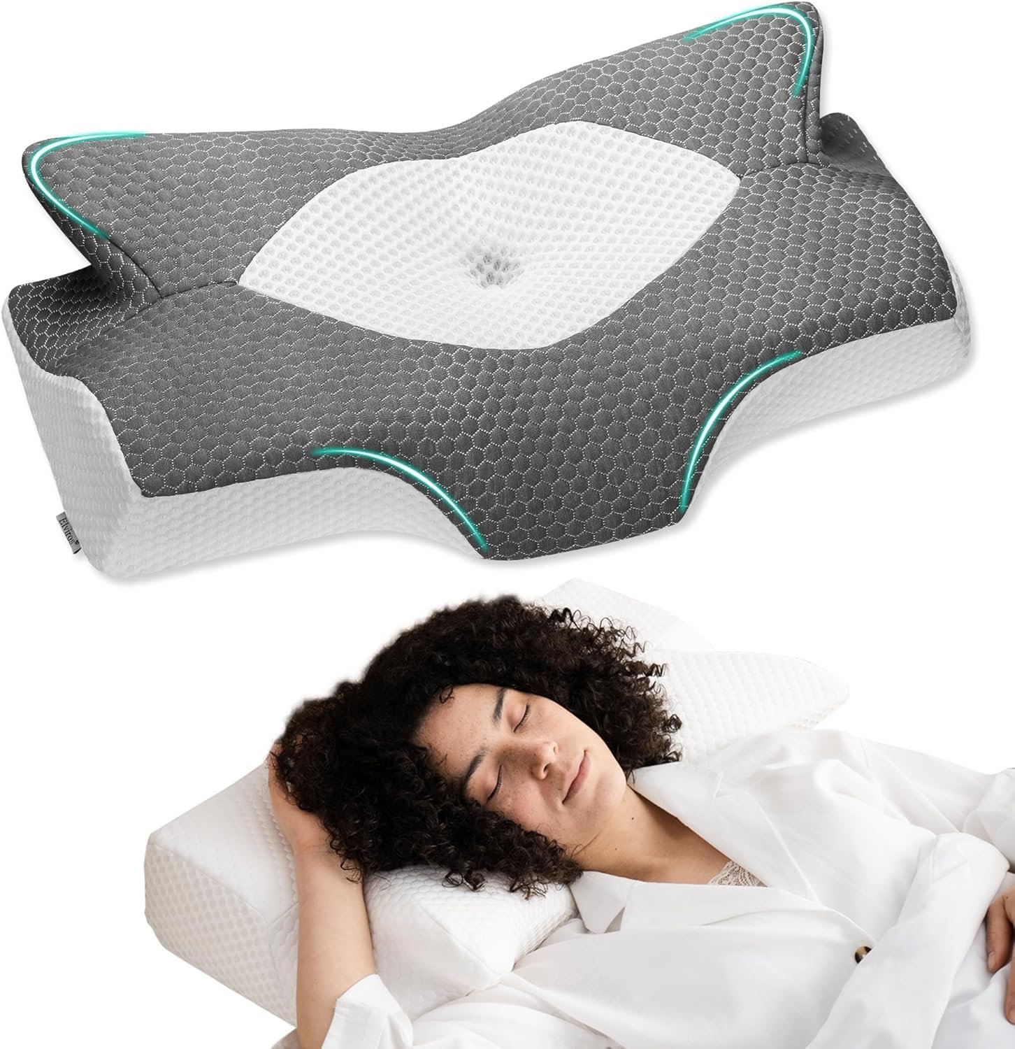 Elviros Cervical Memory Foam Pillows for Neck Pain Relief,Medium Firm