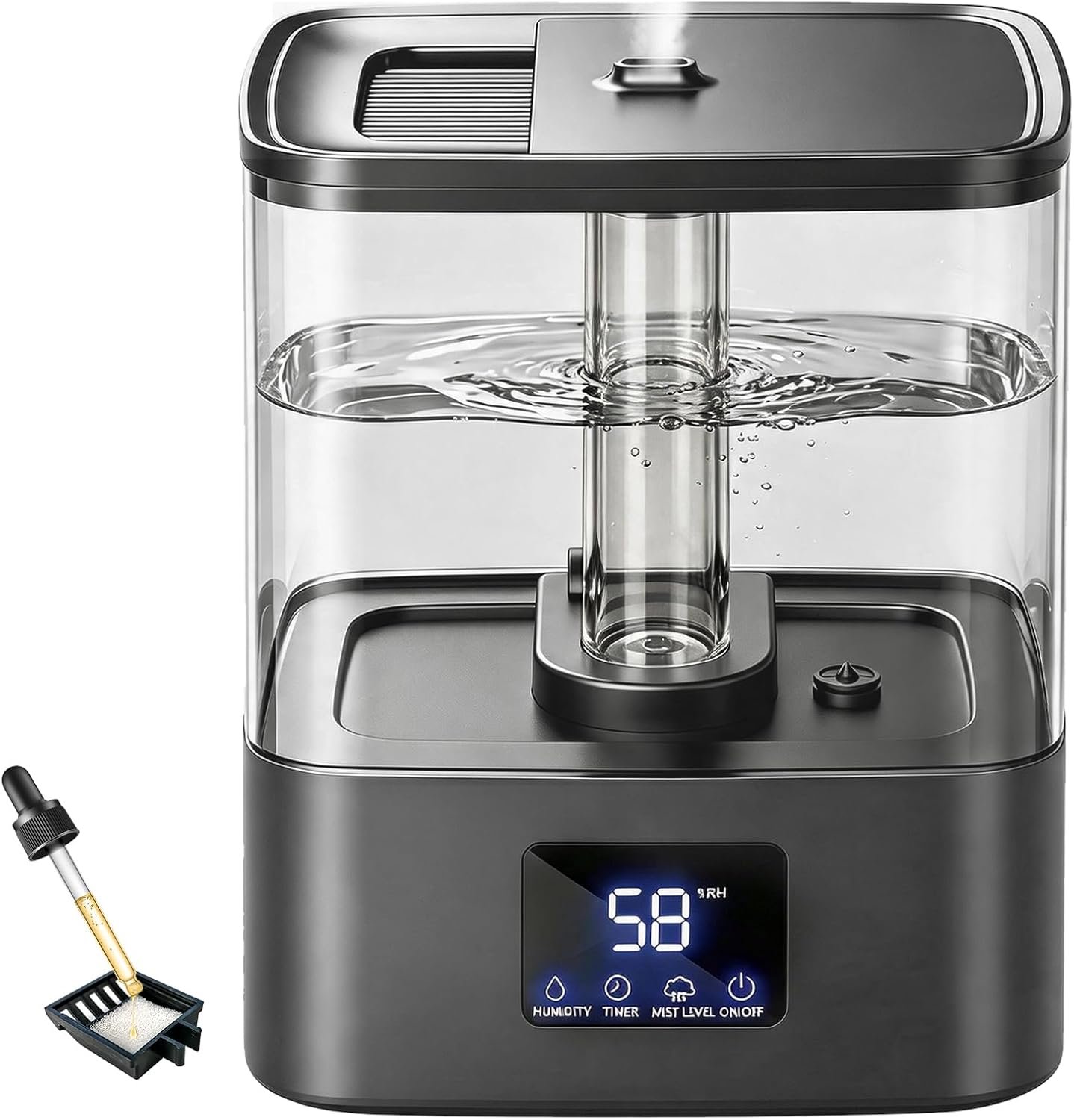 KZF Humidifiers for Bedroom, 6L Cool Mist Humidifier for Large Room, Black