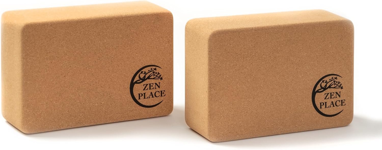 Cork Yoga Blocks 2 Pack – High Density Natural Cork Blocks for Yoga, Pilates, Stretching, Balance & Flexibility