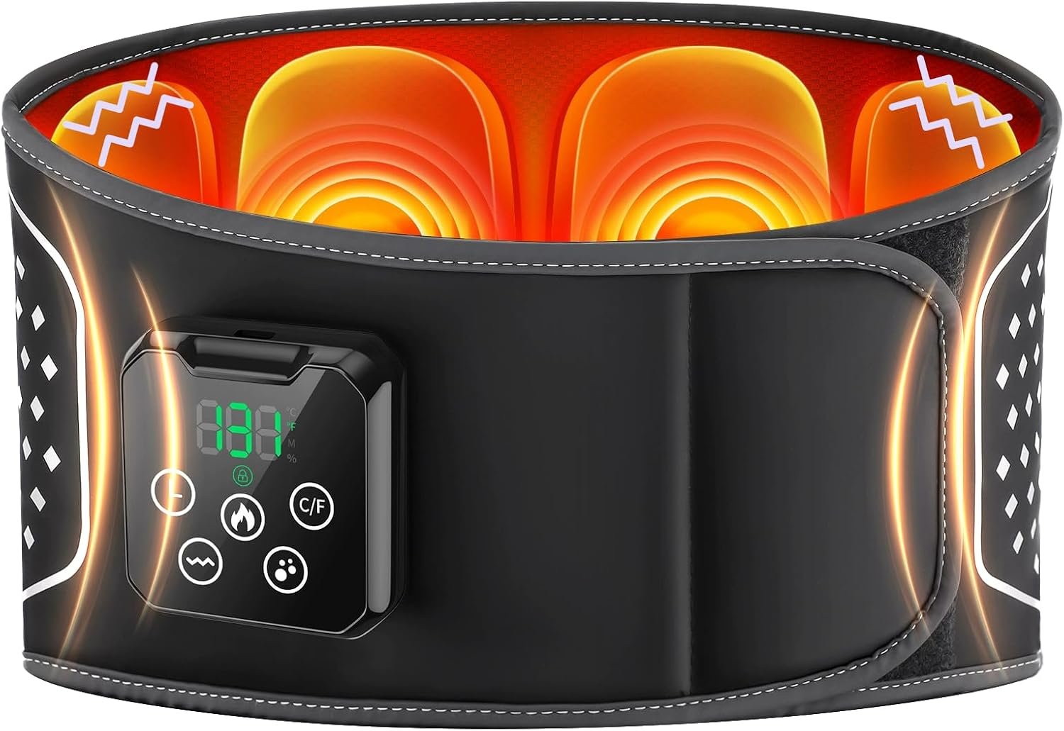 Back Massager with Heat – Heated Massage Belt with Gentle Pressure Pads, Cordless Lumbar Massager with 4000mAh Battery, Adjustable Wrap Belt, Gift for Men & Women