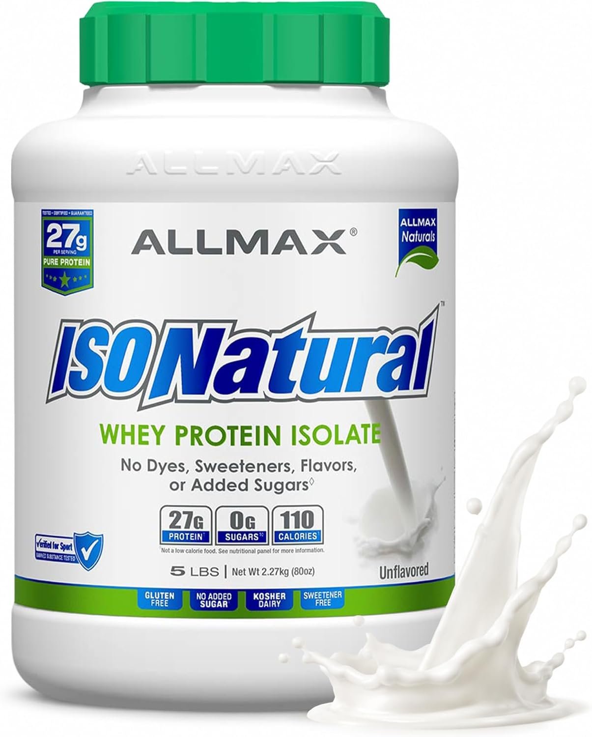 ALLMAX ISONATURAL Protein Isolate Powder, Unflavored, 5 lb, 78 Servings
