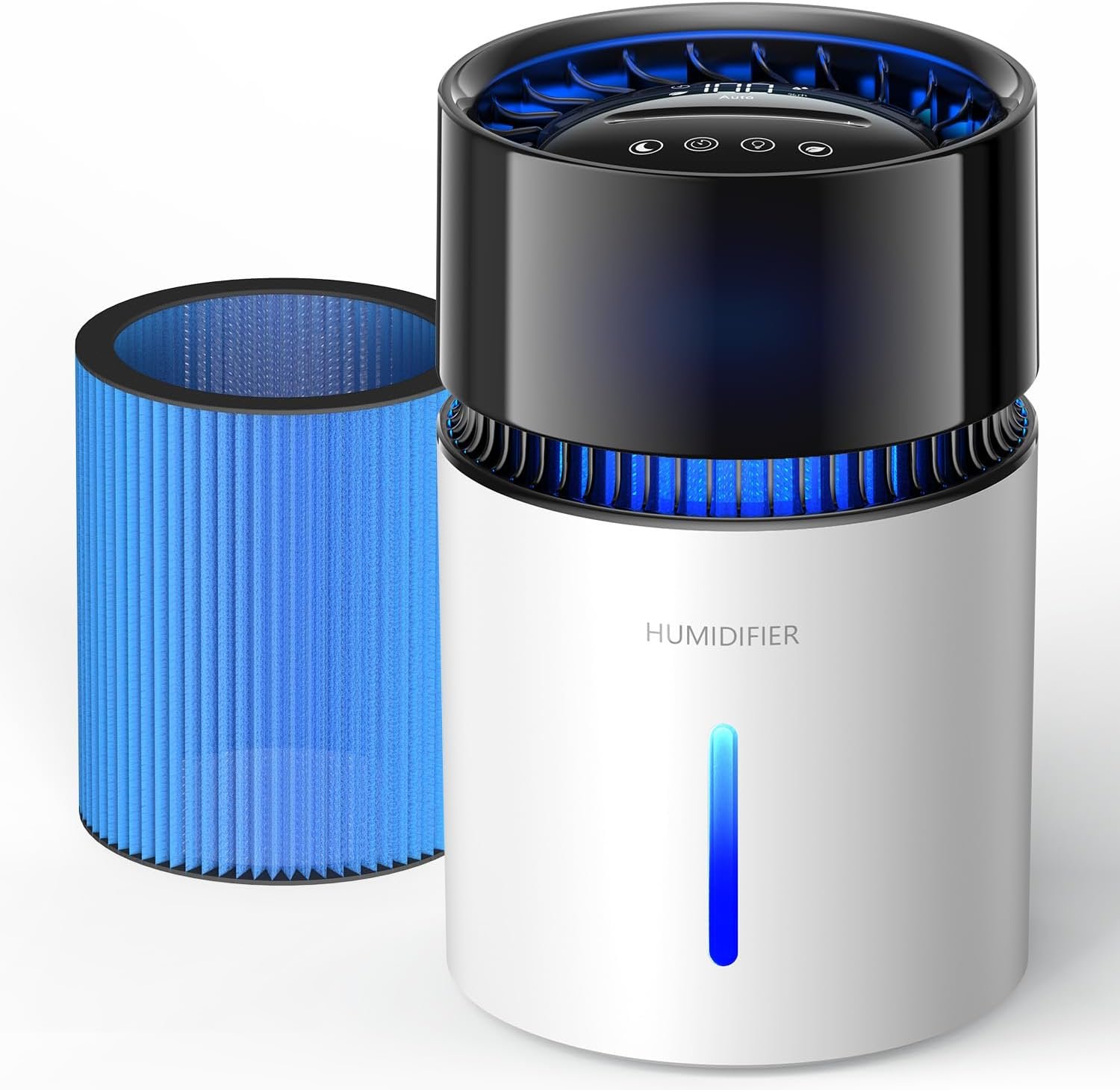 3L Evaporative Humidifier for Bedroom, Mist-Free Top Fill Humidifier Works with Tap Water, USB Powered Humidifier with Touch Control, Sleep Mode, Night Light, 1–8H Timer, Easy-Clean for Home Office