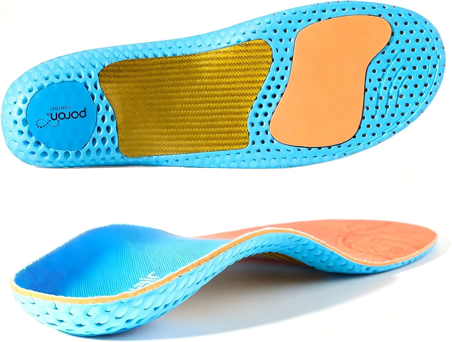 Carbon Fiber Arch Support Insole, Full-Length Orthopedic Shoes Inserted with Memory Foam Flat Foot Pain Relief Impact Absorption, Wide-Foot Friendly Male and Female Adult Standing All Day (M)