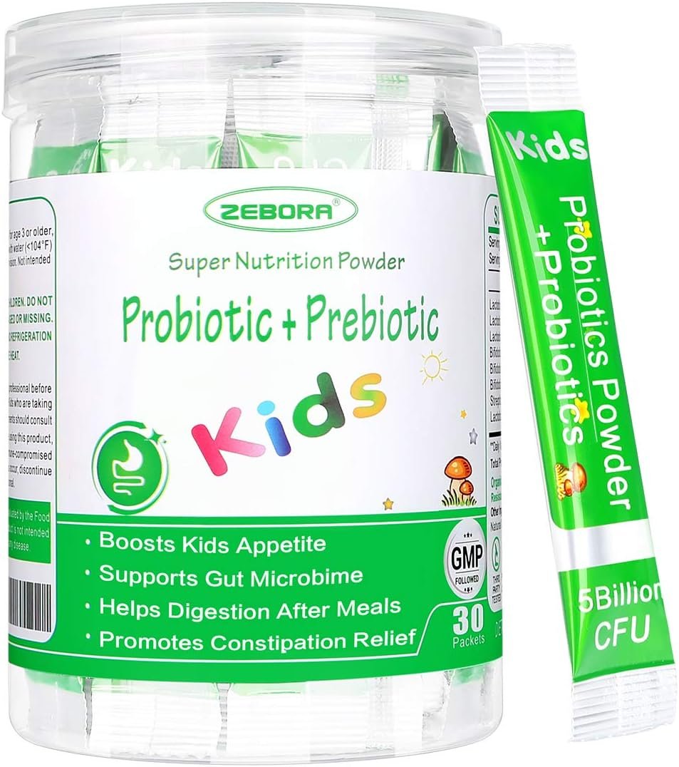 ZEBORA Kids Probiotic & Prebiotics Powder Age 3+, 30 Packets