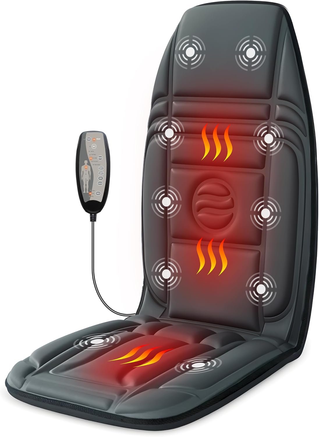 Heycool Back Massager with Heat, 10 Motors Vibration Pad for Office Chair