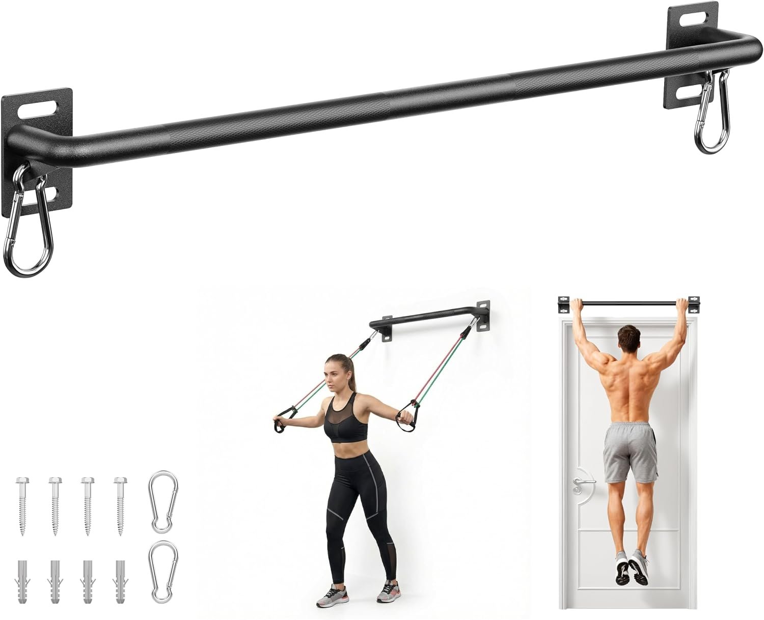 HANDBODE Wall Mounted Pull Up Bar for Doorway, 52”/36” Chin Up Bar