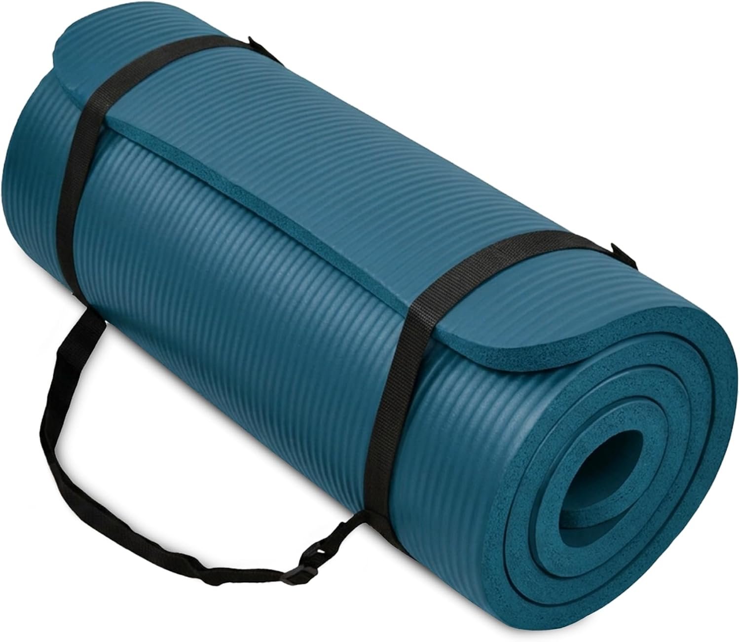 BalanceFrom All Purpose 1-Inch Extra Thick High Density Anti-Tear Exercise Yoga Mat with Carrying Strap, Multiple Colors