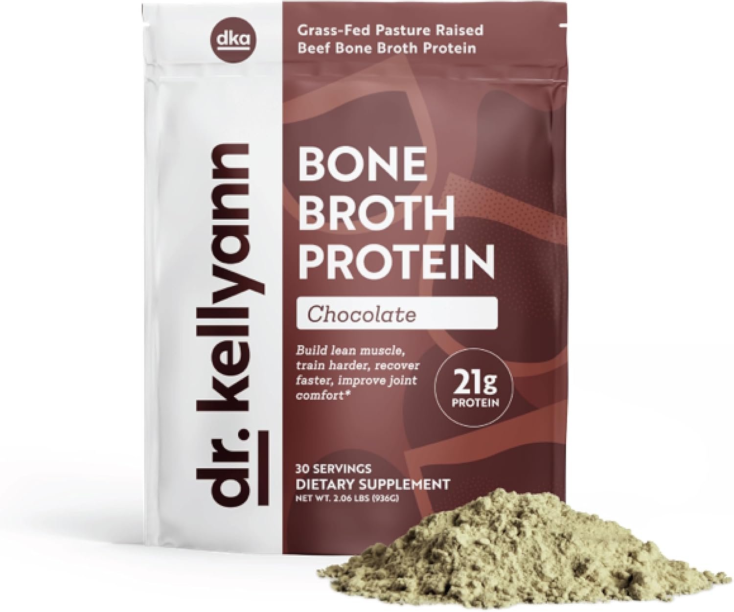 Dr. Kellyann Keto Bone Broth Protein Powder Chocolate – Protein 21g, Grass Fed Hydrolyzed Collagen – Gluten and Dairy Free, Paleo, Keto Protein Shakes (30 Servings)