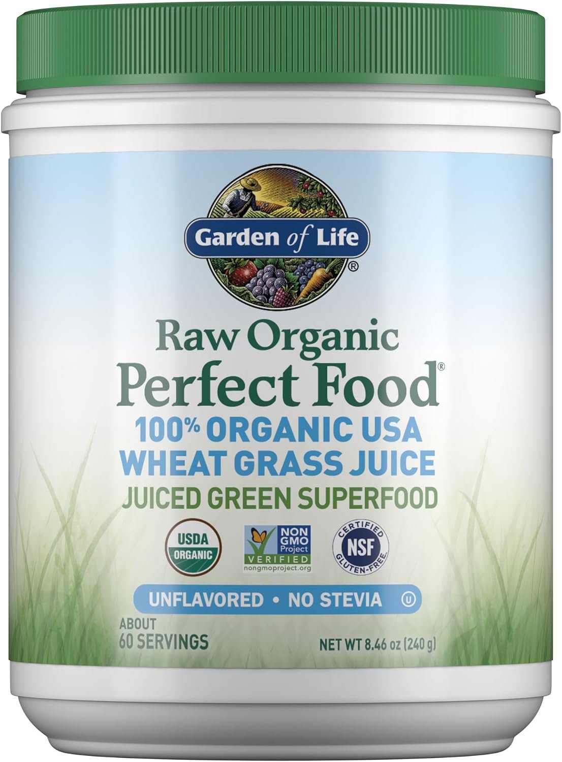 Garden of Life RAW Organic Perfect Food Wheat Grass Powder, 60 Servings