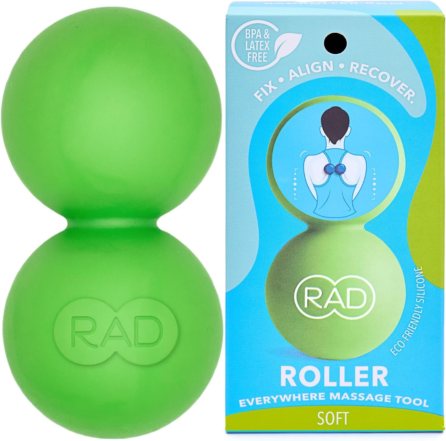 RAD Roller Soft Peanut Roller Ball Massager – Soft/Low Density Peanut Massage Ball – Myofascial Release for Back, Feet, Neck, Psoas – Suboccipital Release Device, Thoracic Spine Roller Balls