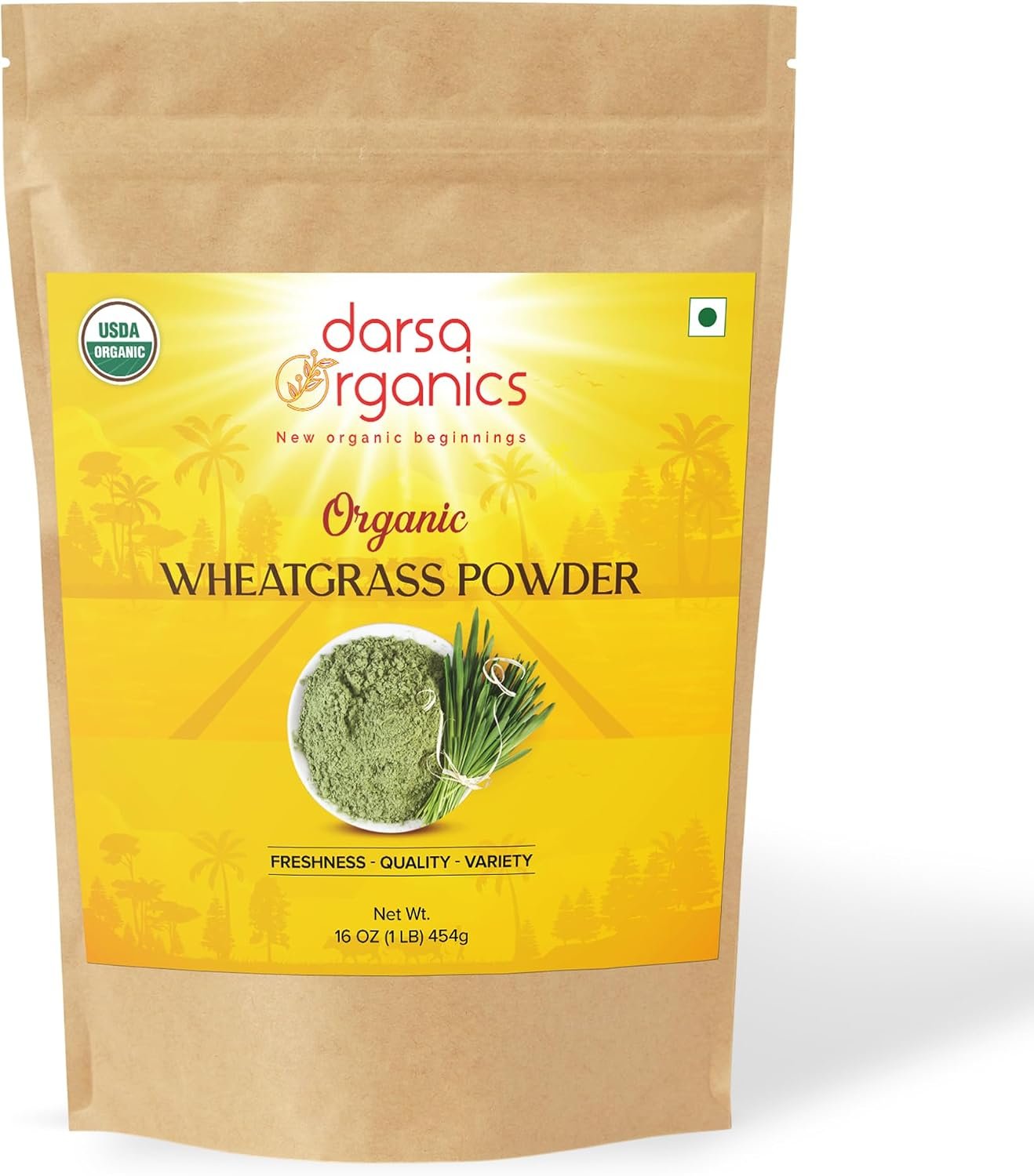 Wheatgrass Powder 1 lb – Premium USDA Organic Wheat Grass, Fine-Milled Green Powder for Smooth Mixing – Non-GMO, Vegan, and Gluten-Free, Fresh-Sealed Resealable Pouch