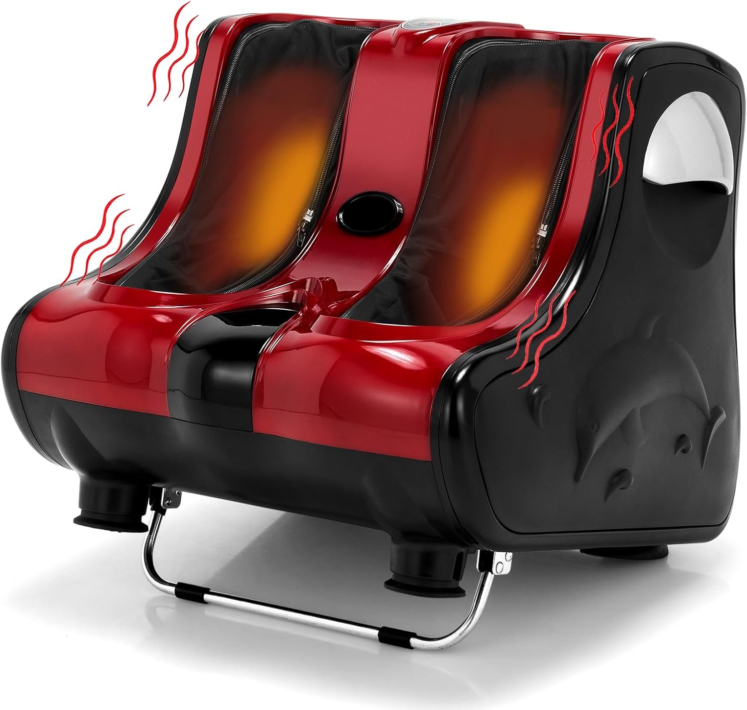 Giantex Foot and Calf Massager with Heat – Shiatsu Foot Massager Machine with Vibration, Deep Kneading, 3-Level Intensity Modes, Electric Foot Massager for Tired Feet, Leg, Calf Pain Relief (Red)
