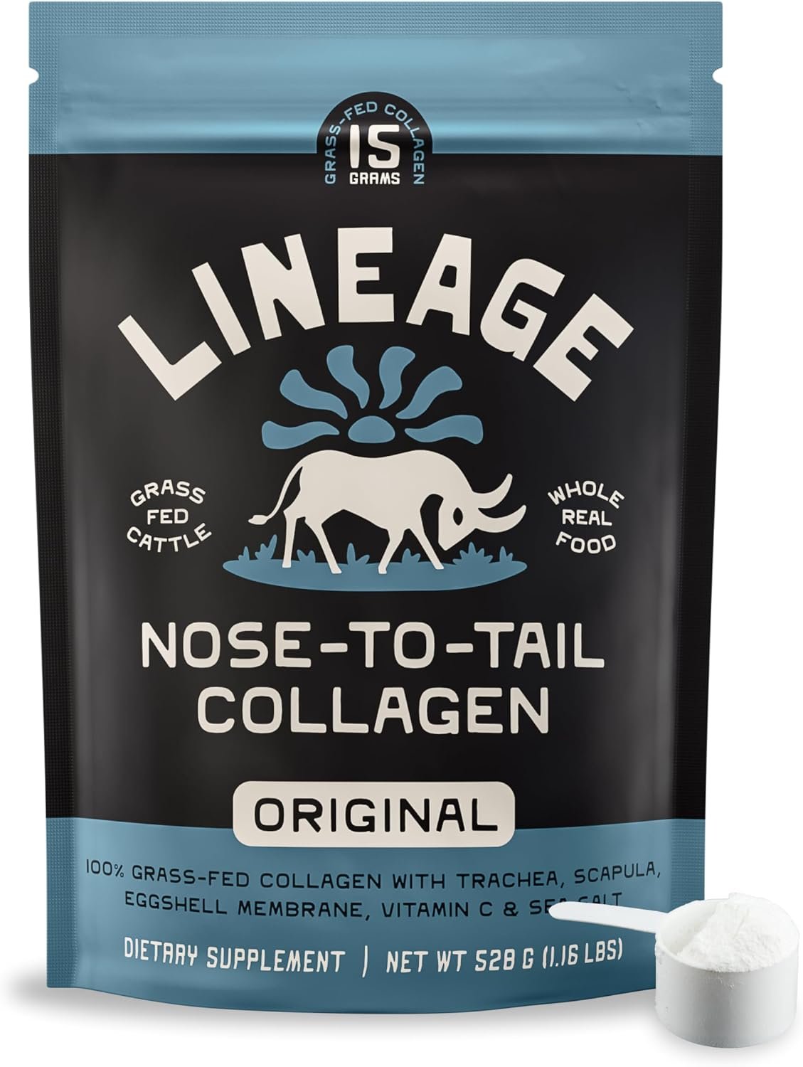 Lineage Provisions Grass Fed Collagen Powder, 30 Servings