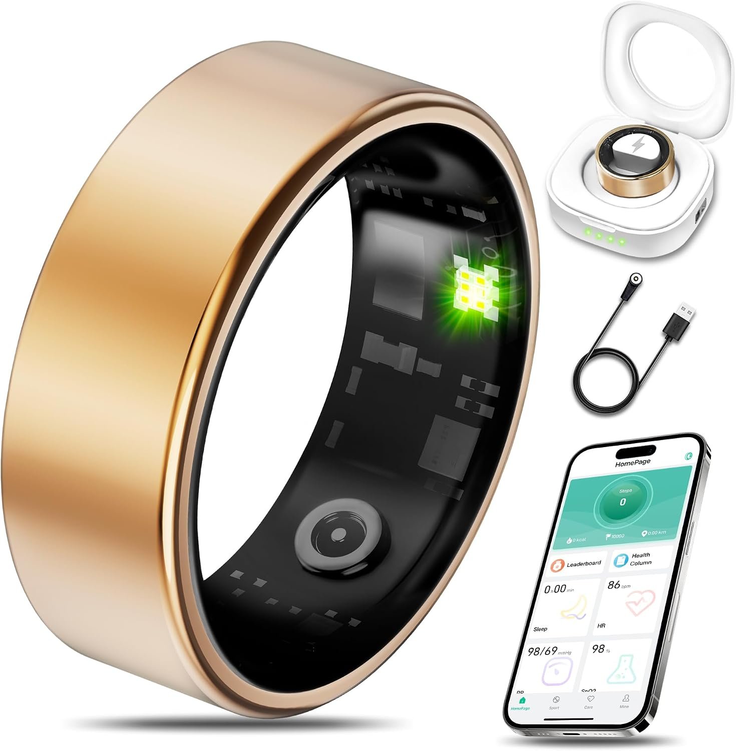 Smart Health Ring Fitness Tracker for Men Women, Rose Gold 10