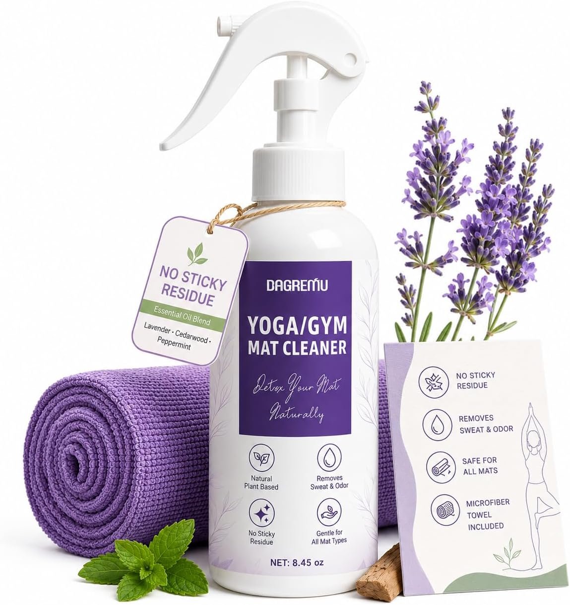 Yoga Mat Cleaner Spray – Powered By Essential Oil, Removes Sweat & Odor
