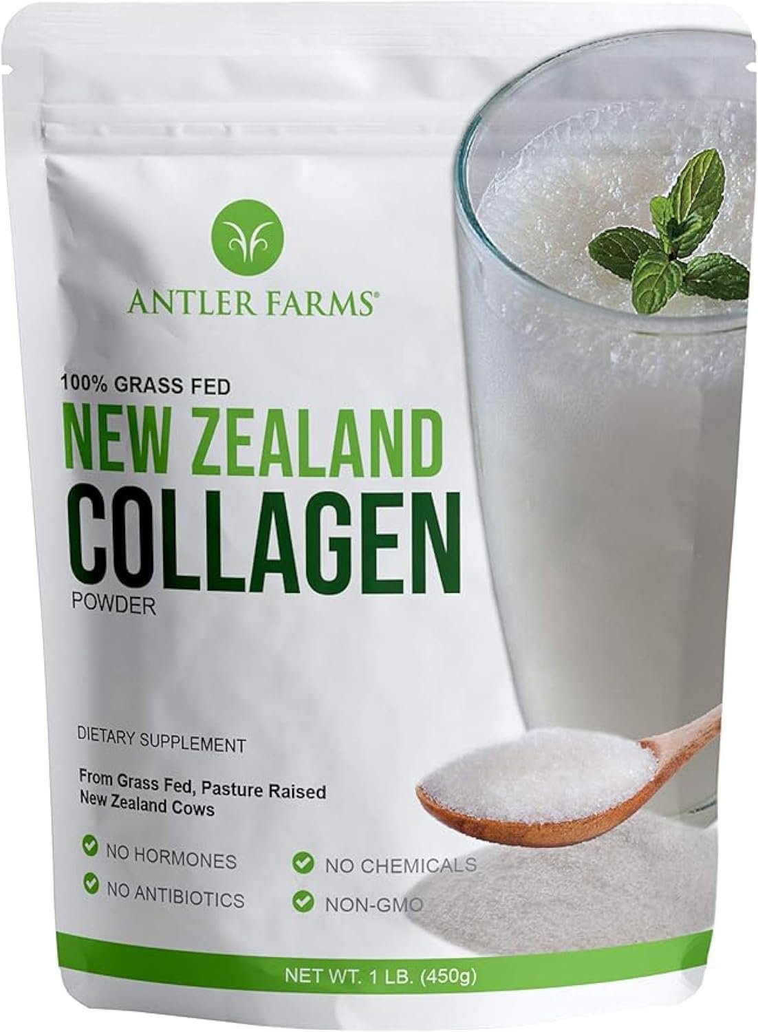 Antler Farms New Zealand Collagen Powder – Grass Fed, Unflavored, 1 lb