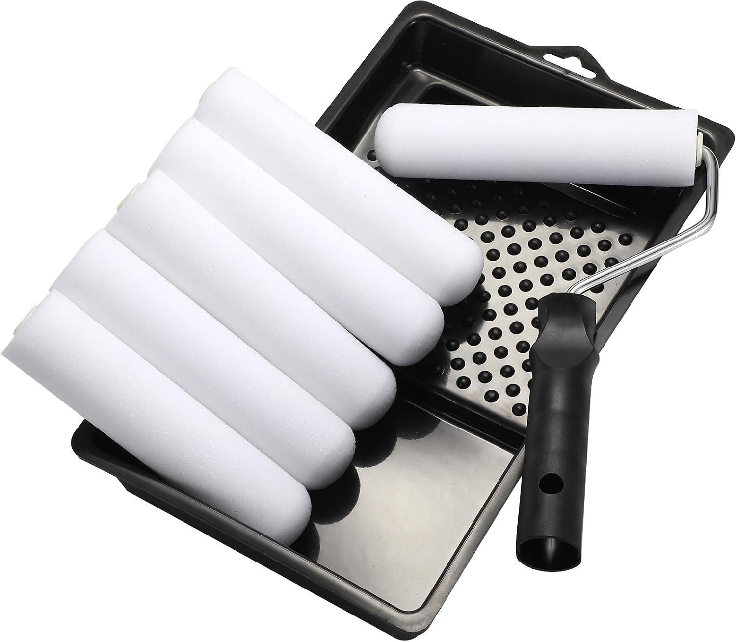 KUPOO 6″ Foam Paint Roller Kit Mini Roller with Frame,Tray & 8 Refills