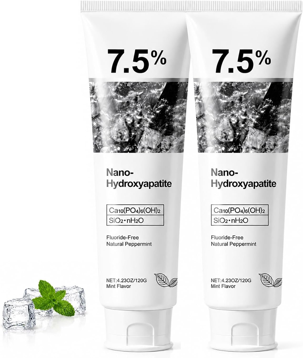 Ayzololo 7.5% Nano Hydroxyapatite Toothpaste, Fluoride-Free Toothpaste for Sensitive Teeth, Fresh Mint Flavor, Gentle Daily Oral Care (Pack of 2)