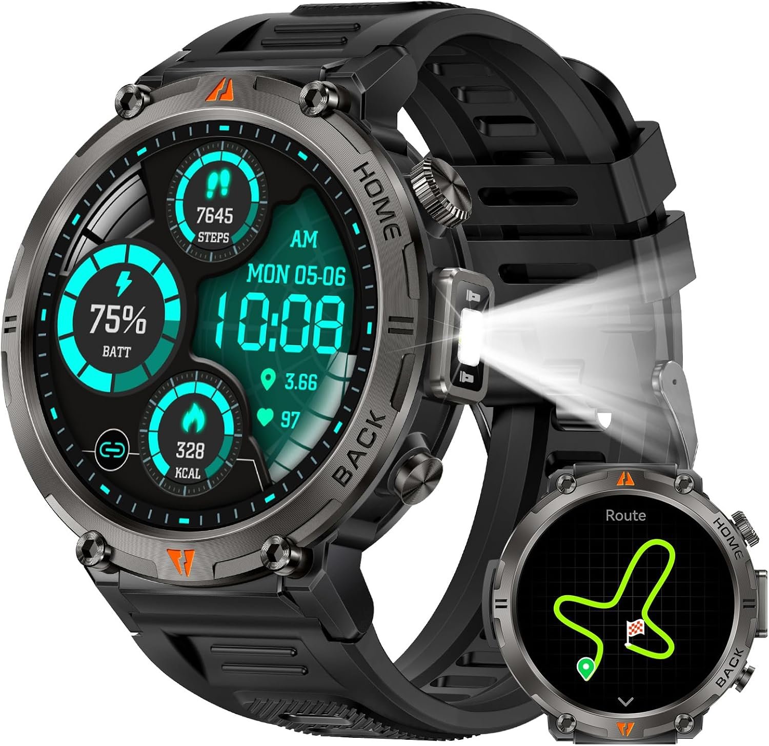 Military Smart Watches for Men Built-in GPS LED Flashlight Smartwatch