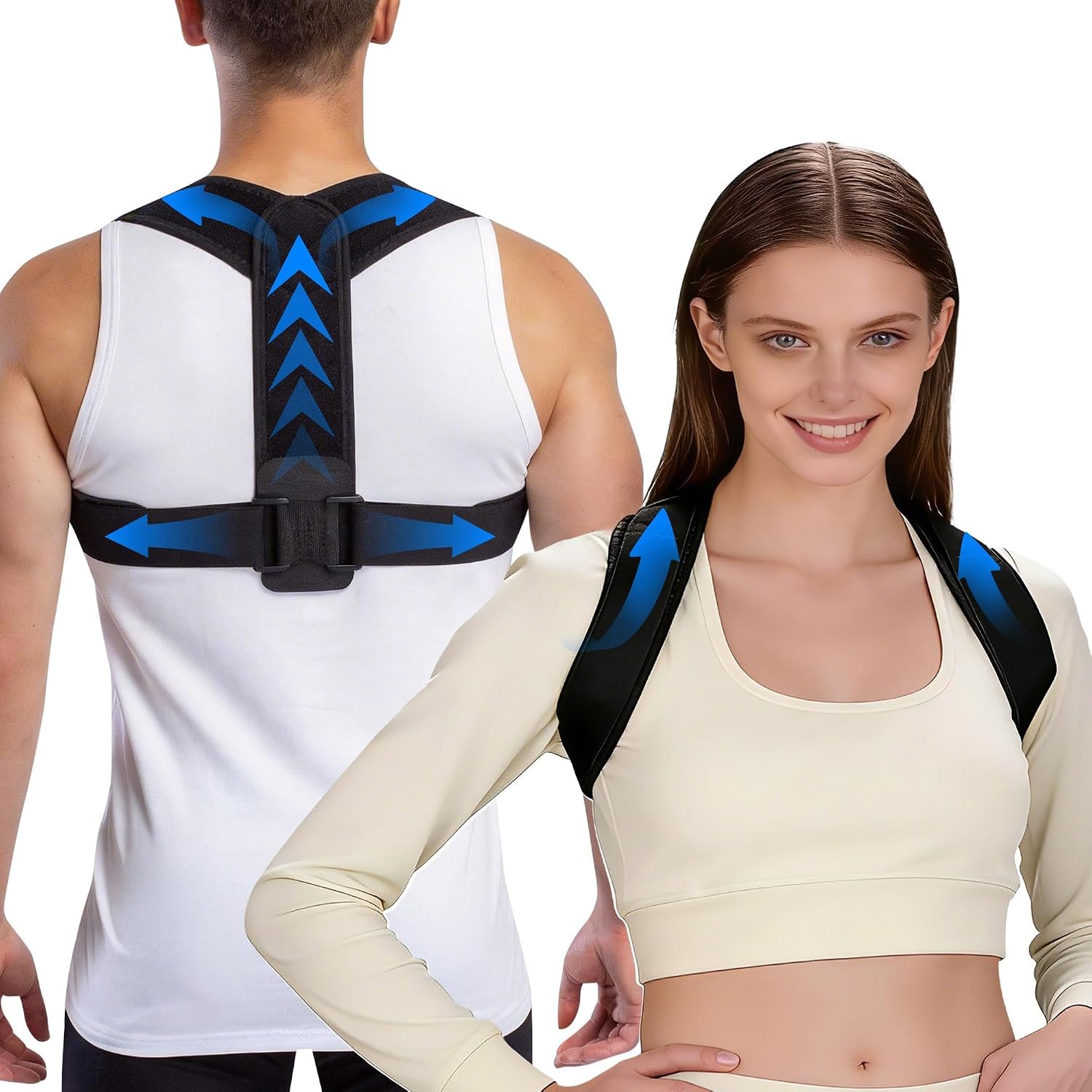 Lukvcoe Posture Corrector Women Men, Adjustable Upper Back Neck Shoulder