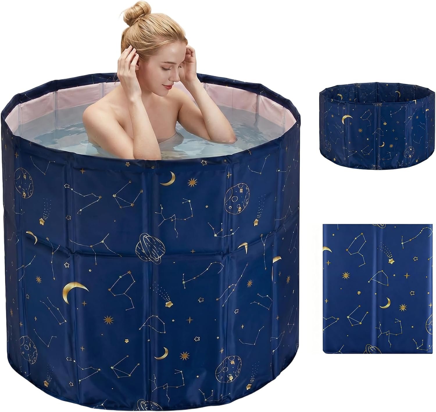 Cotton Foldable Bathtub different design for choice printed starry sky pattern blue PC (2 storage)