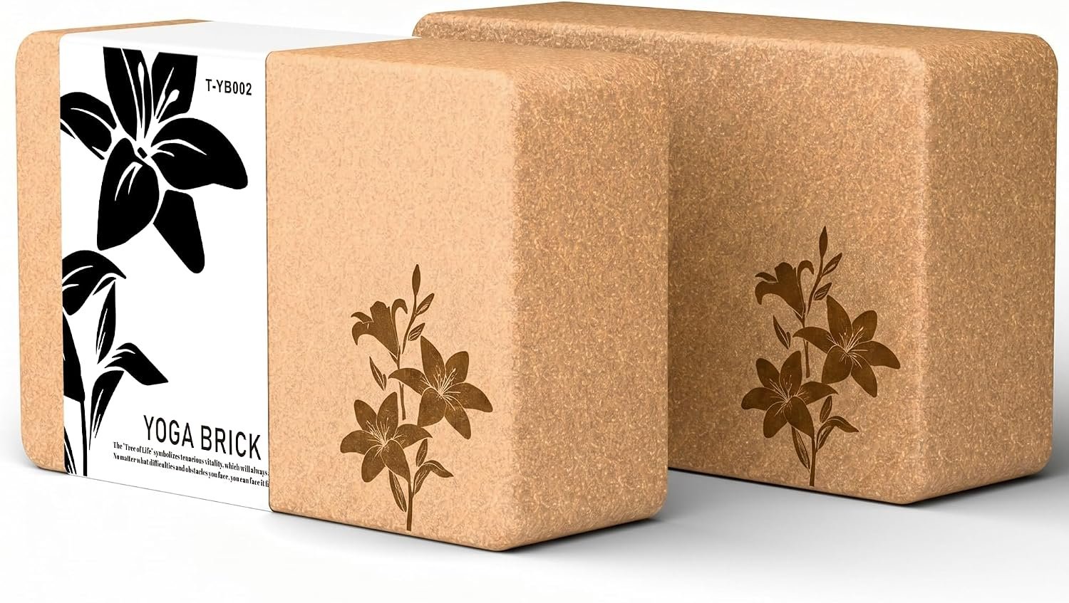 Cork Yoga Blocks 2 Pack Set, Natural High Density Non Slip Cork Yoga Bricks