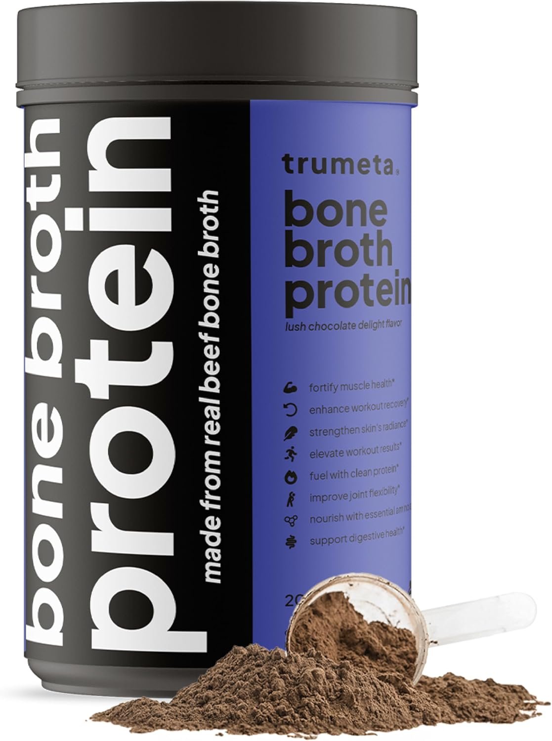 Beef Bone Broth Protein Powder – 20g Beef Protein Lush Chocolate Delight Flavor – Bone Broth Powder Supplement – Enhance Workout Recovery, Joint Flexibility & Digestive Health – 27.5 oz