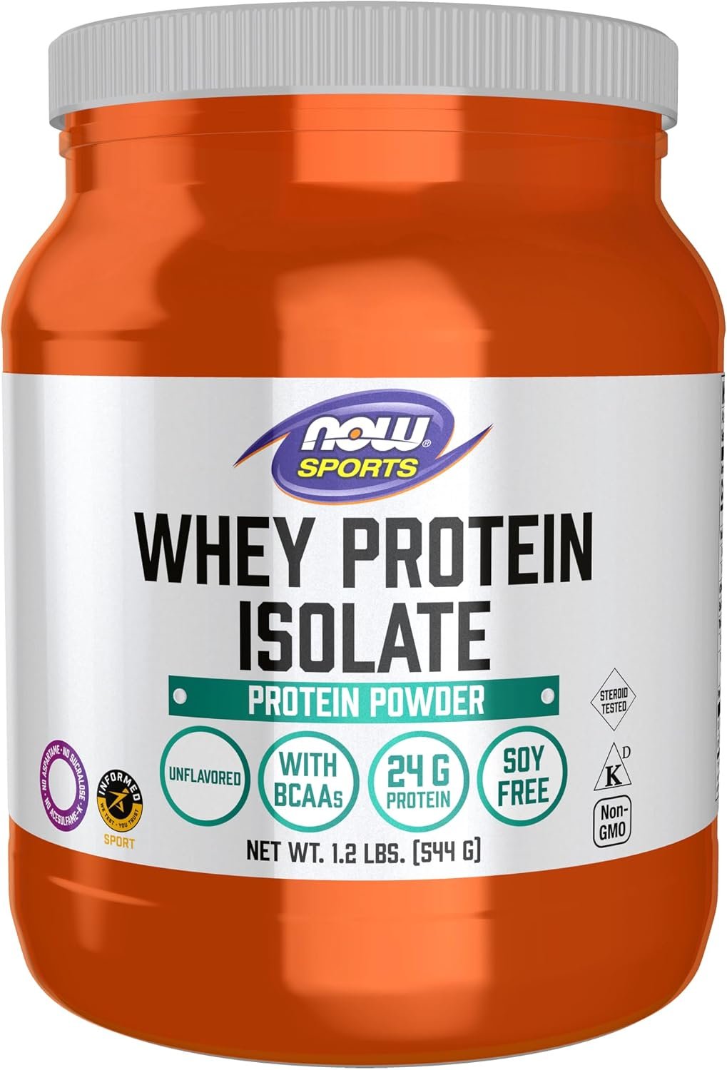 NOW Sports Whey Protein Isolate Powder with BCAAs – Unflavored – 1.2 lb